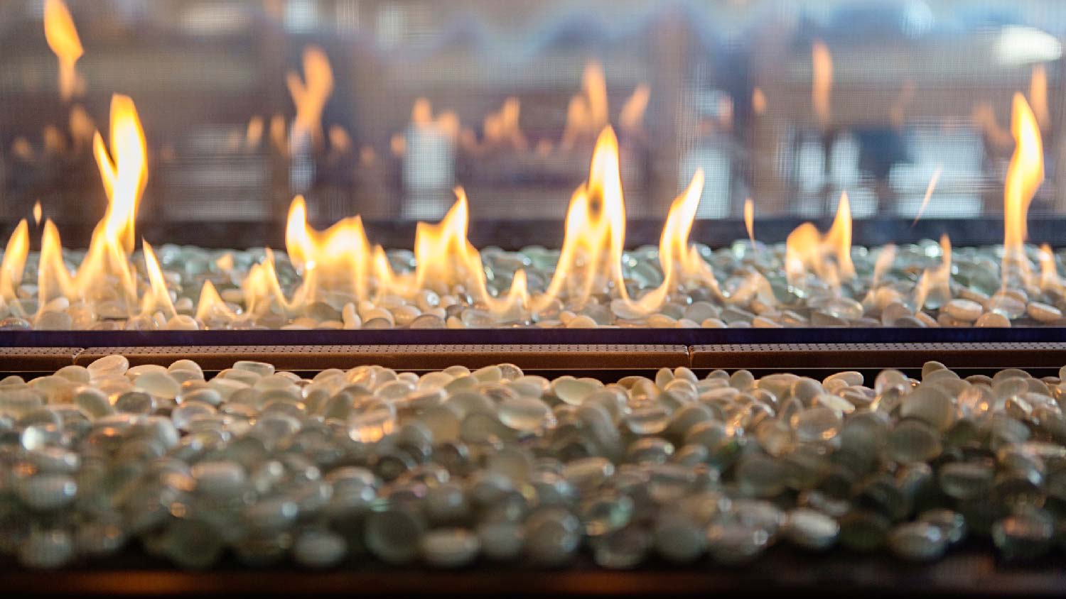 Close-up of a gas fireplace