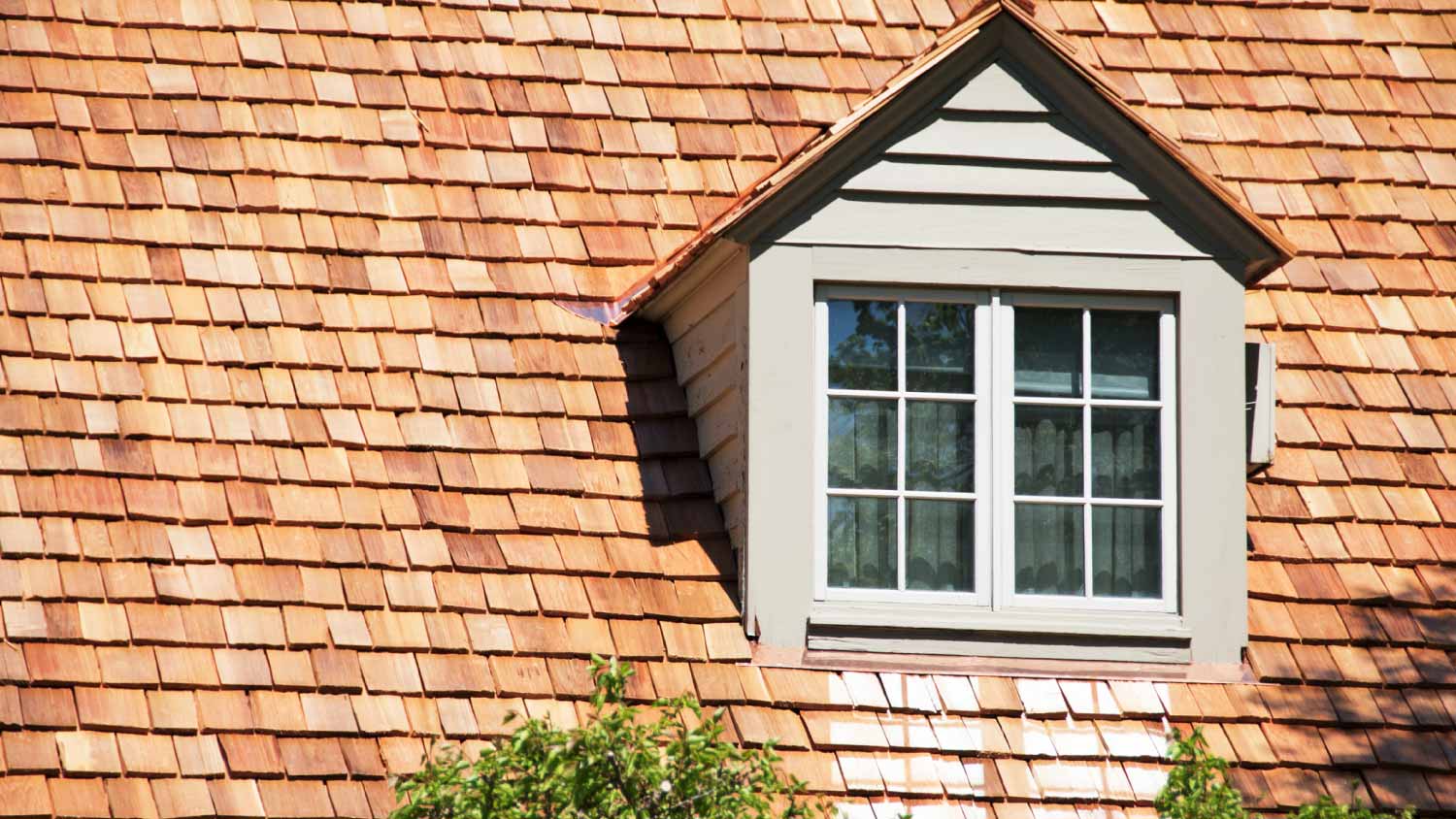 Roof of house with cedar shingles