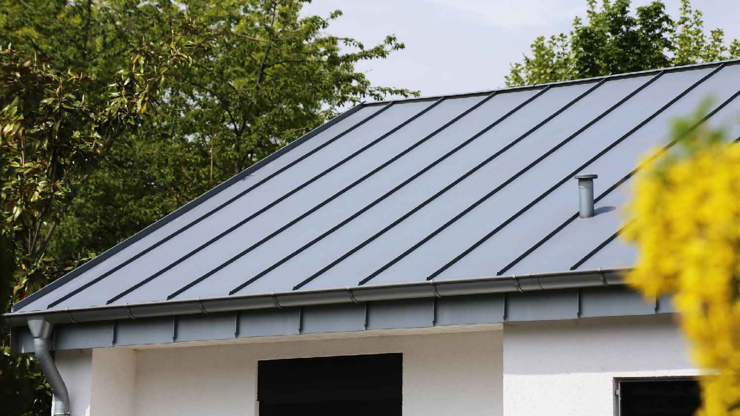 A metal roof on a residential home