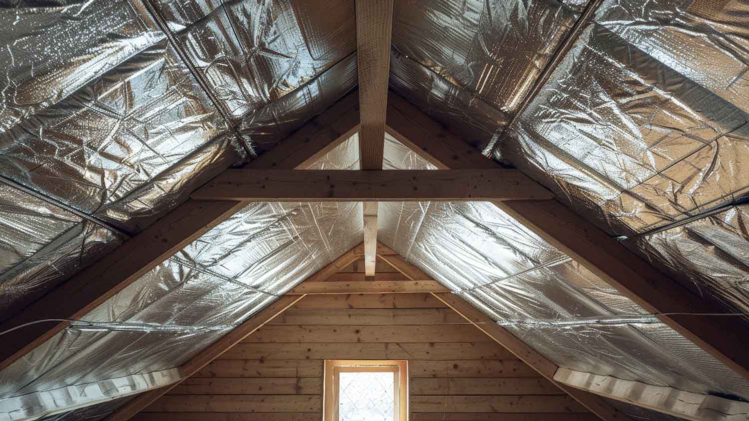 Reflective insulation on a roof
