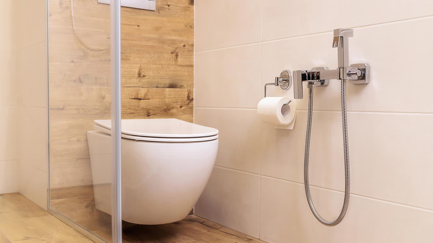 A modern wall hung toilet