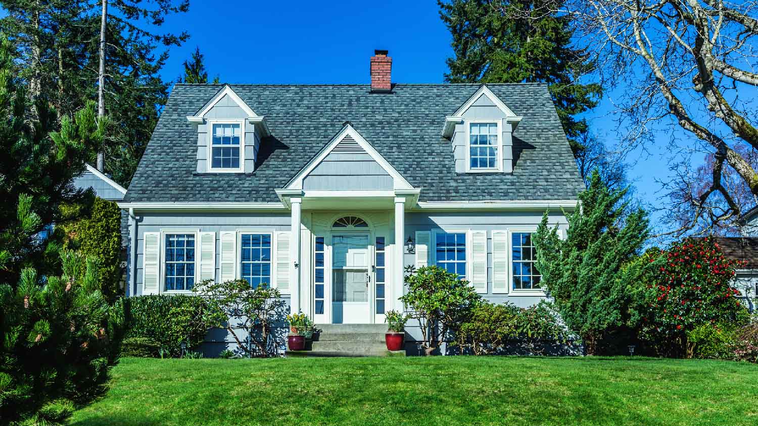 An exterior of a house on a bright day