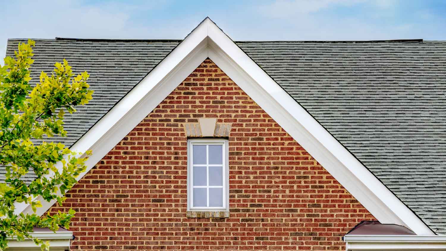 A gable roof with asphalt shingles