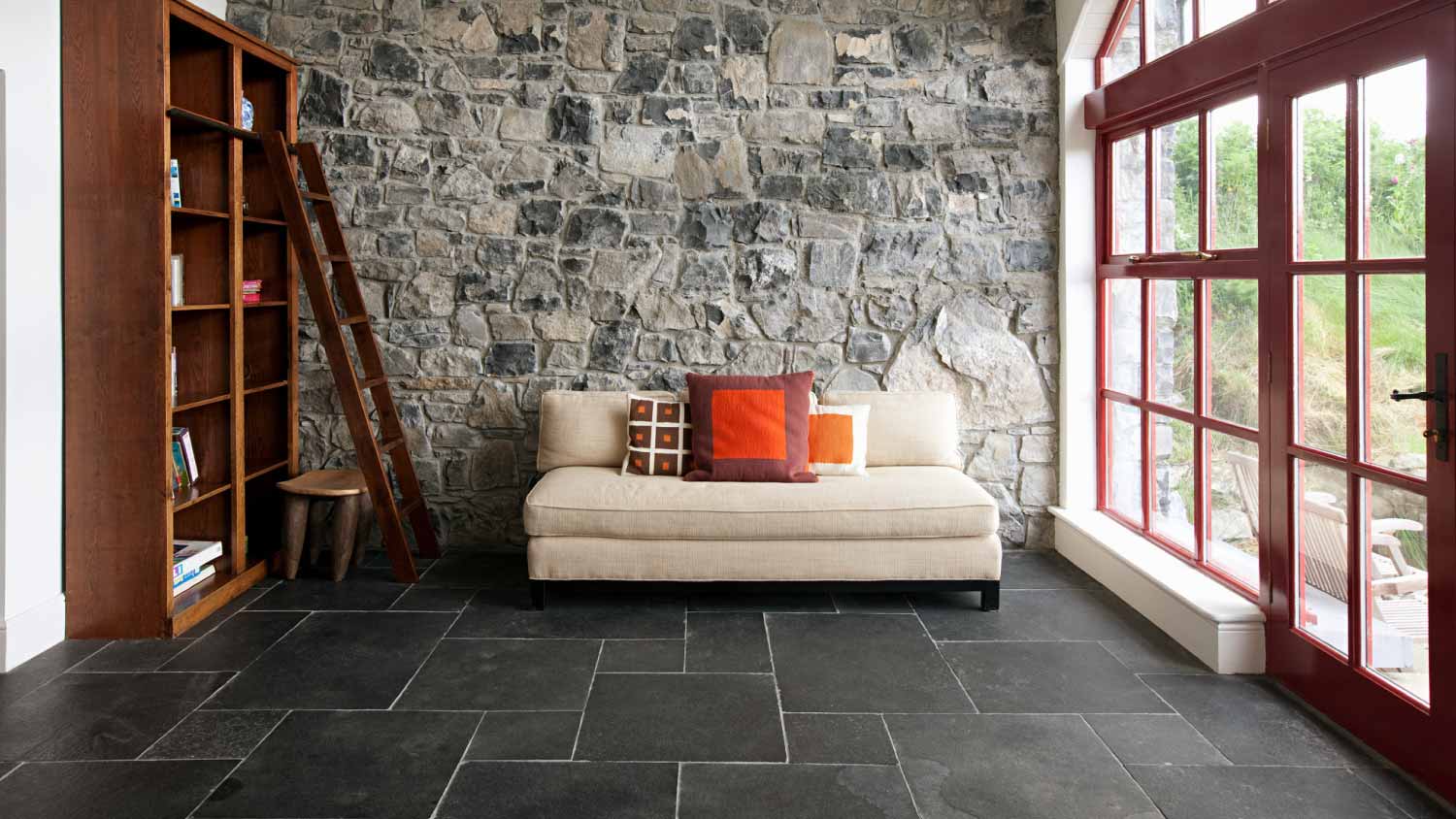 Room with slate flooring