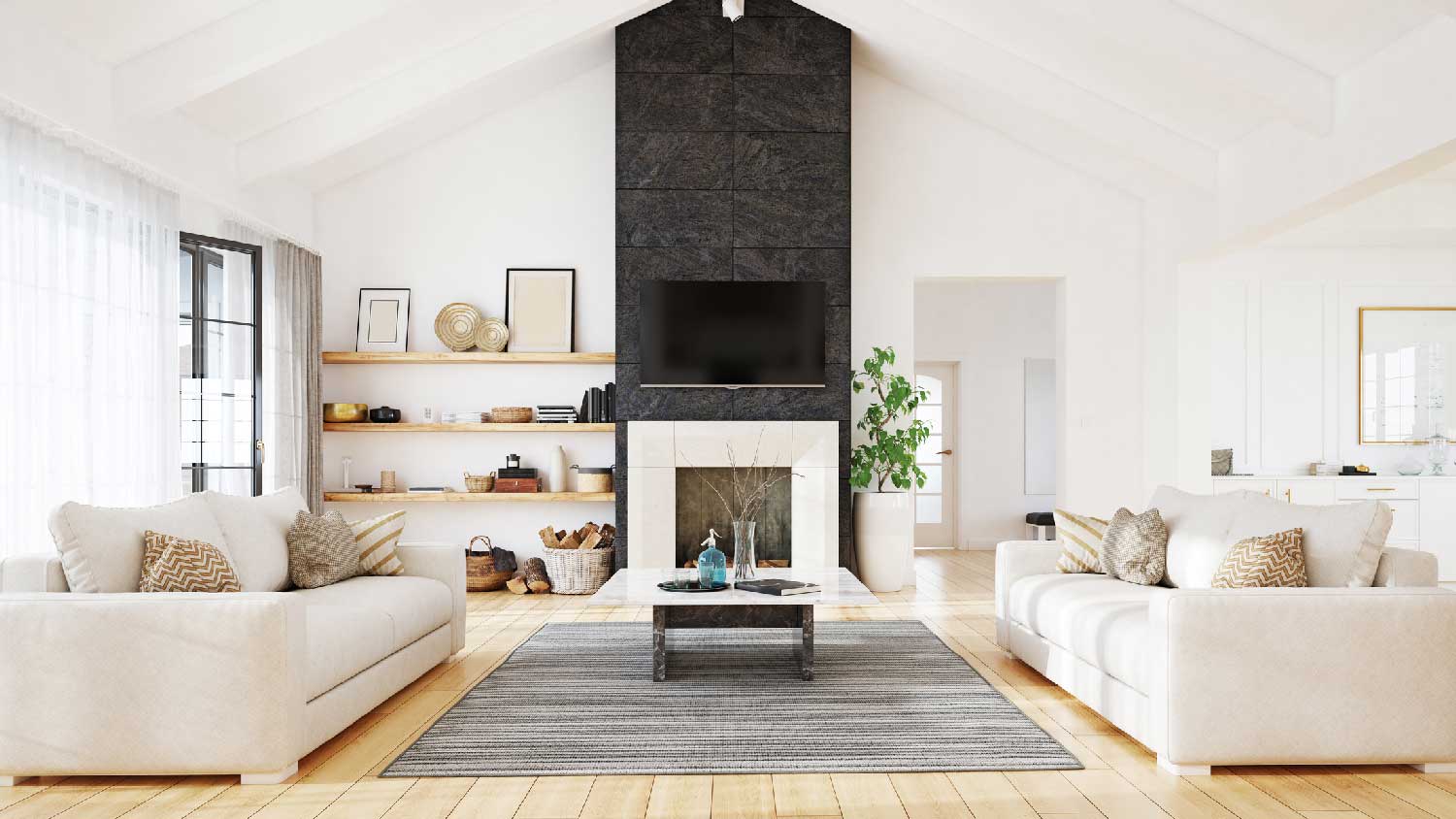 The interior of a contemporary living room