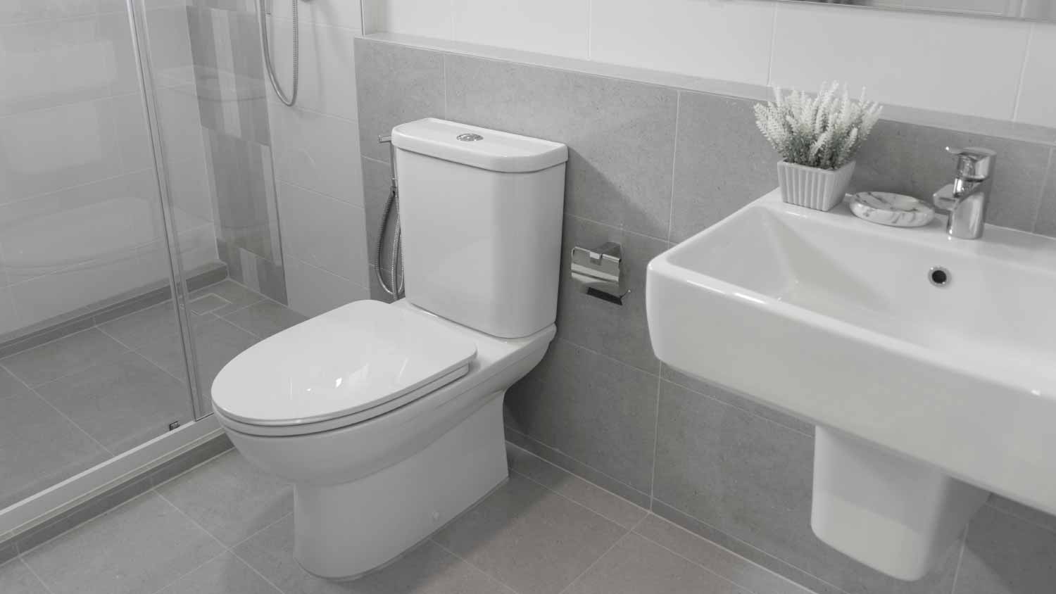 Bathroom with toilet and sink