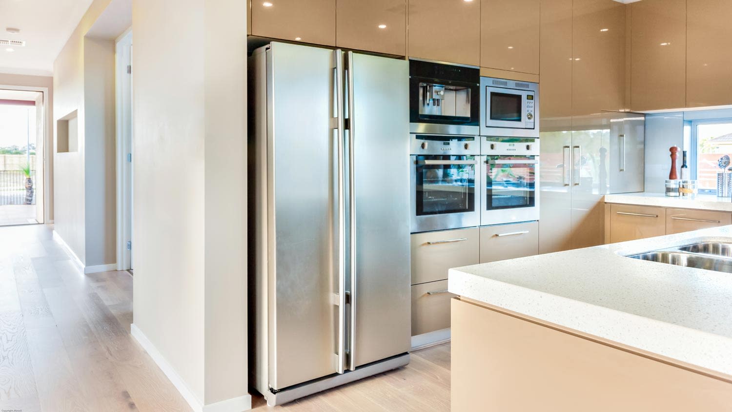 modern fridge in luxury kitchen