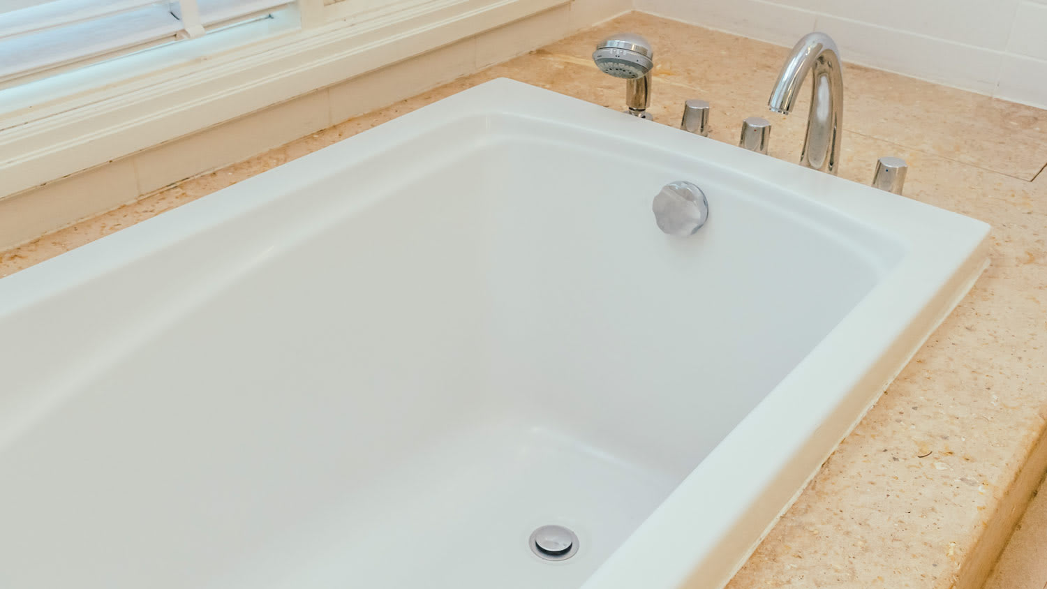 close up of white bathtub