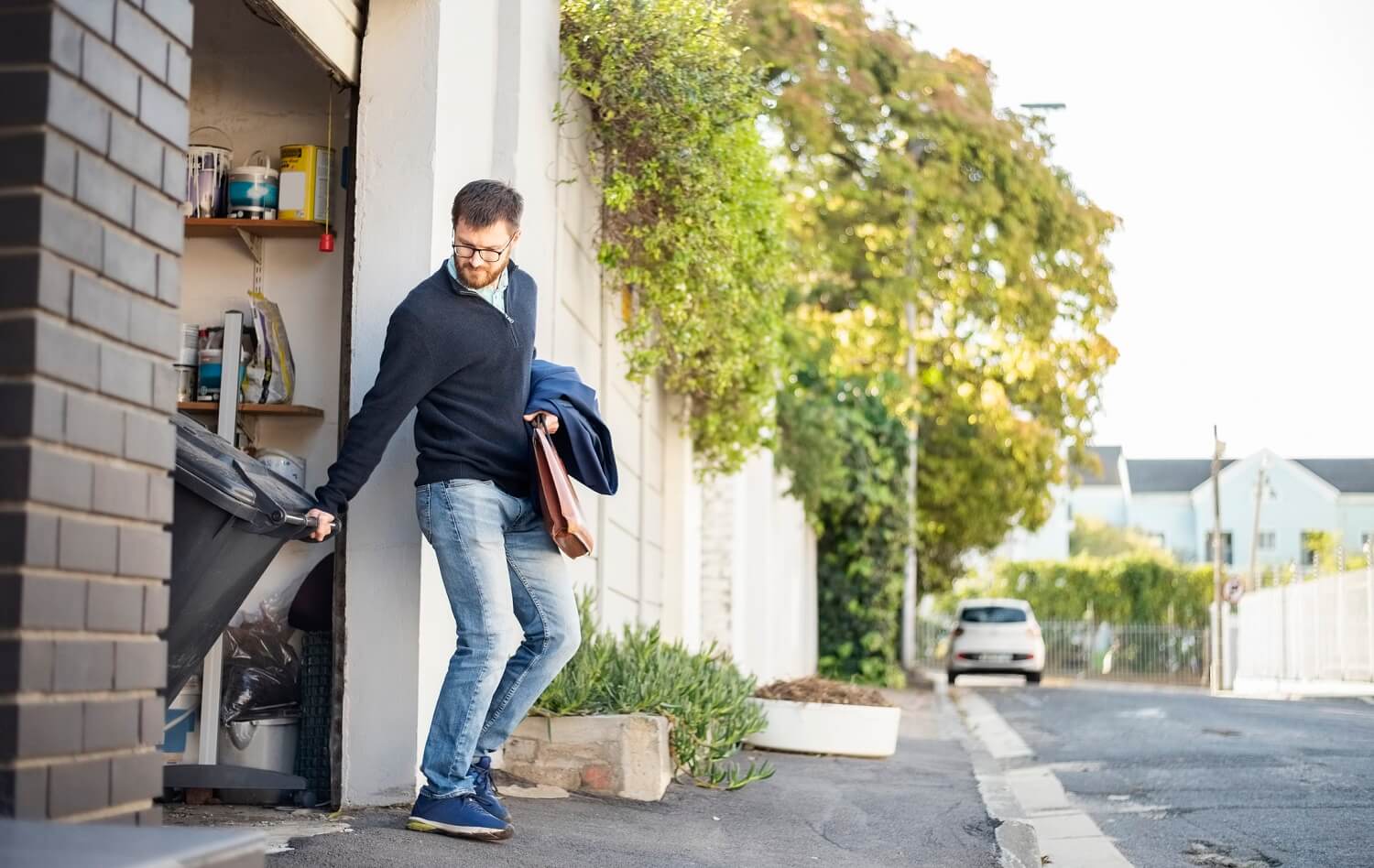 Man taking out the trash