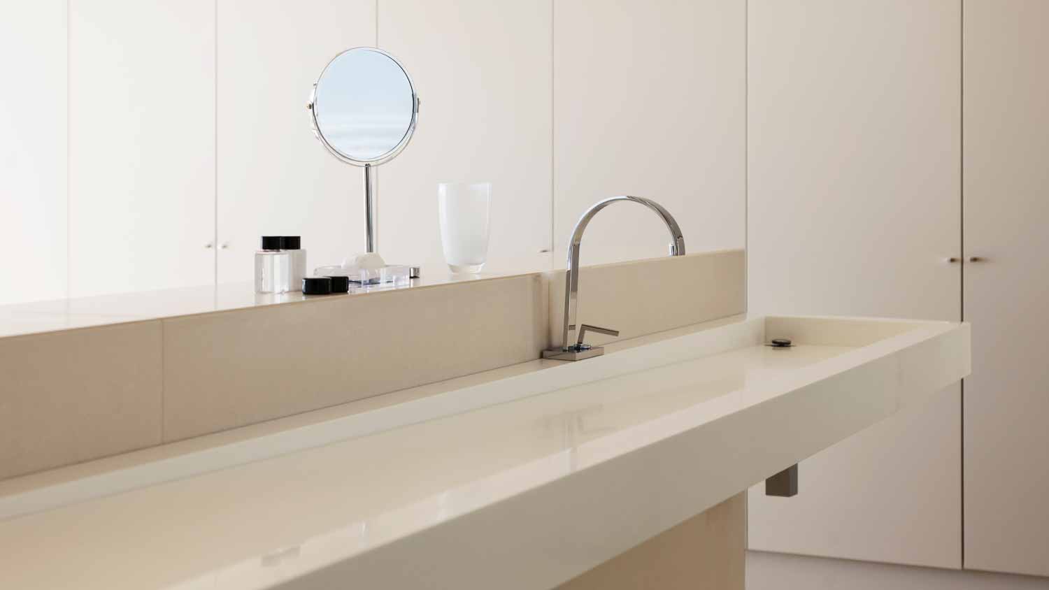 Sink and mirror in modern bathroom
