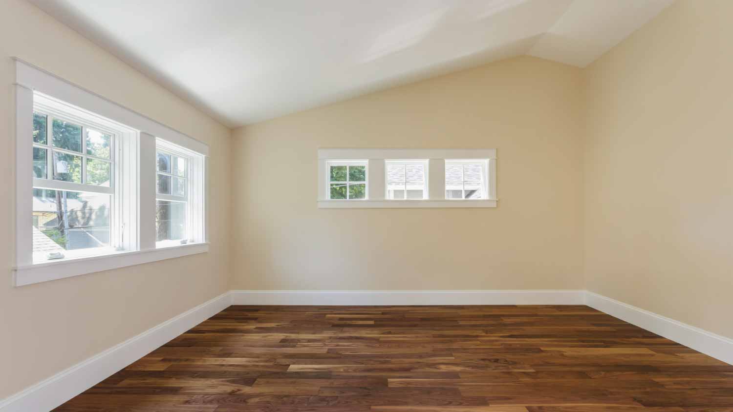 Wooden floor in empty bedroom