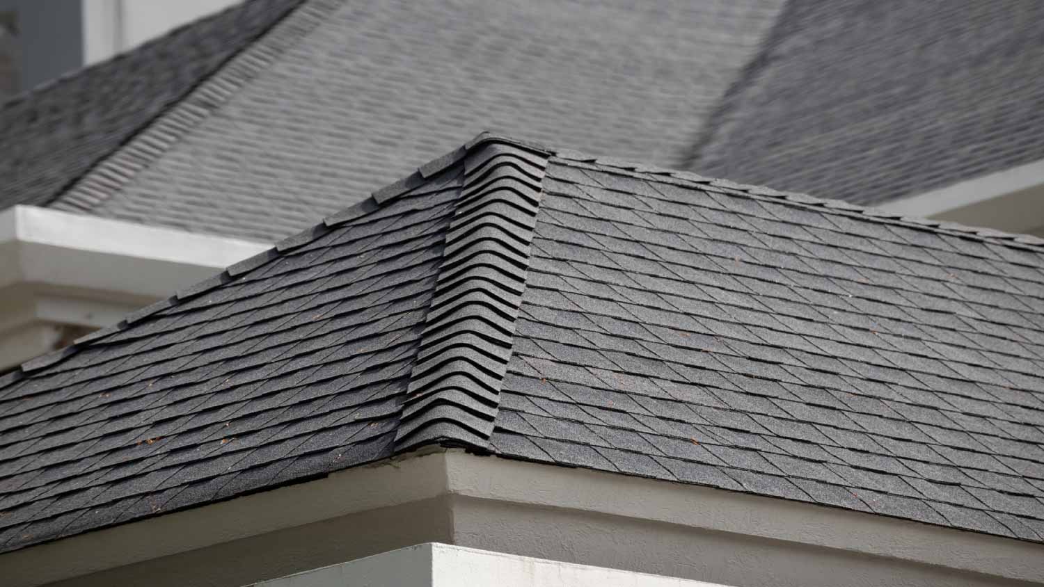 Dark asphalt tiles on the roof