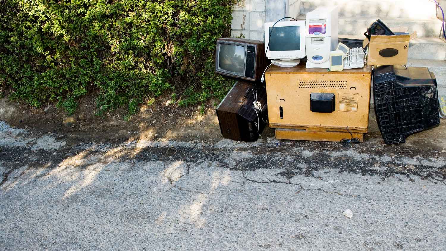 Old technology dumped in the street