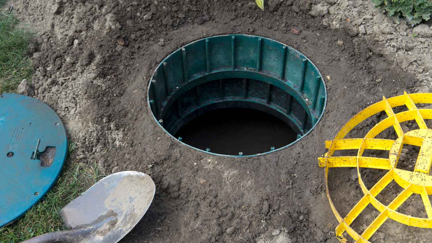open septic tank and cover