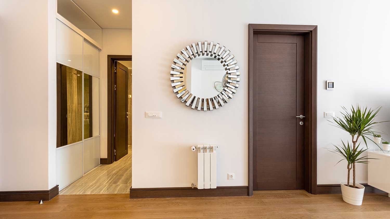 Apartment interior with new wooden doors