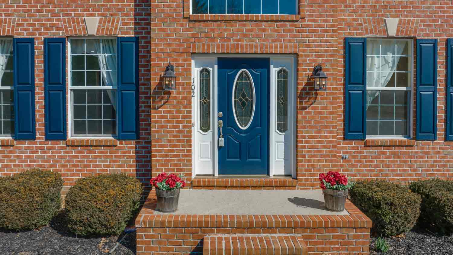 house with blue fiberglass door