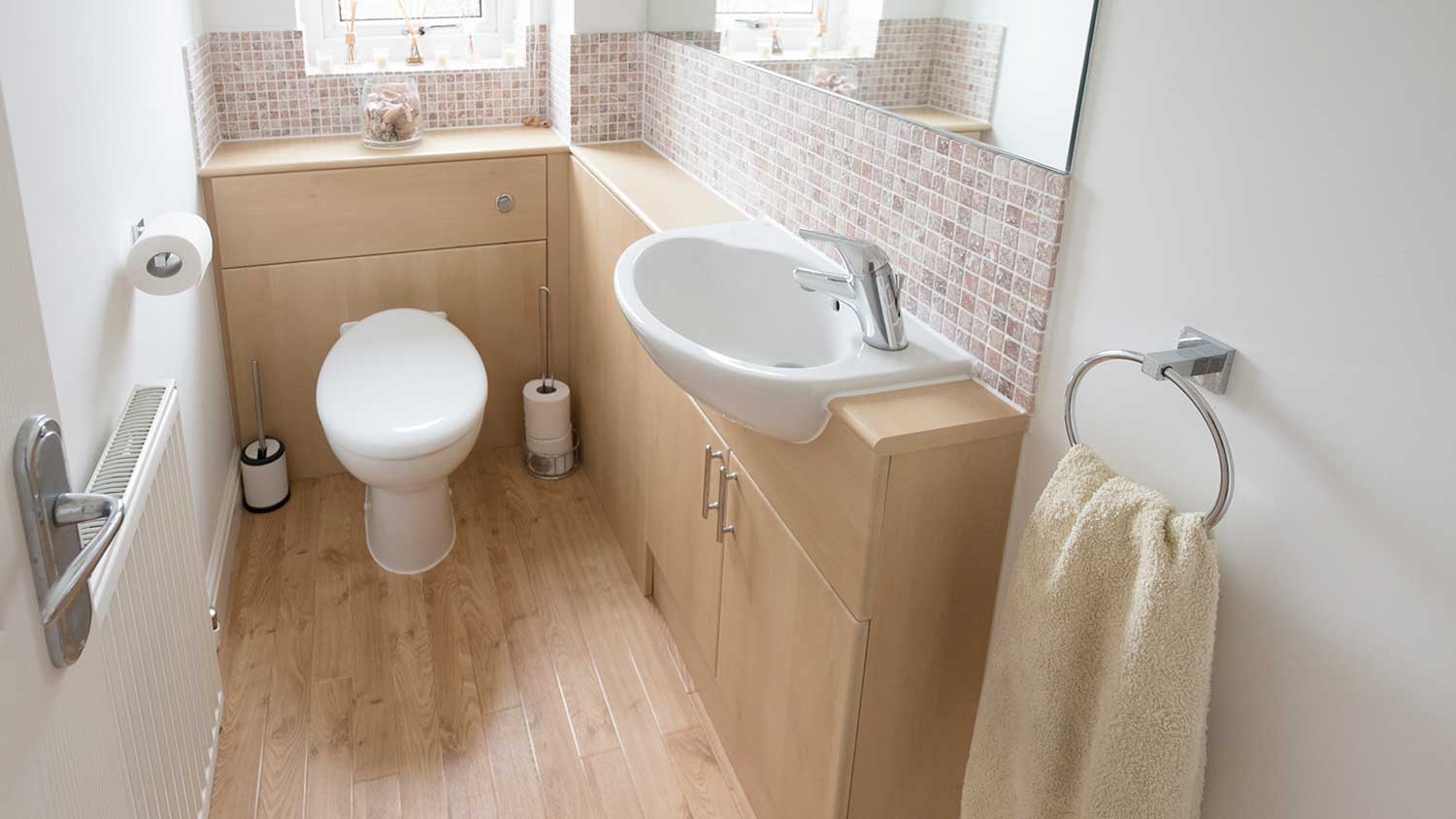 Small bathroom with mosaic tile