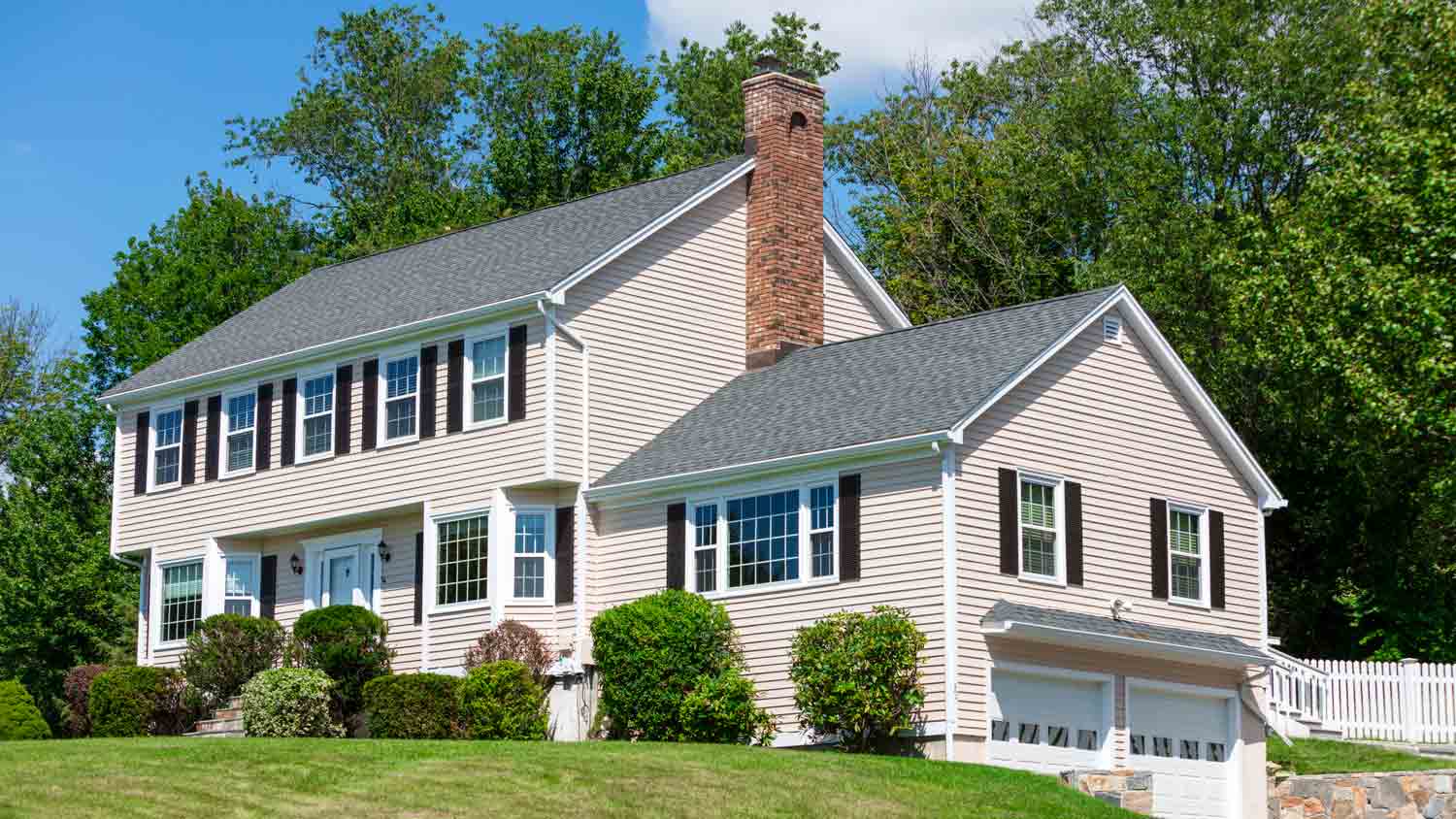 colonial house with gable roof