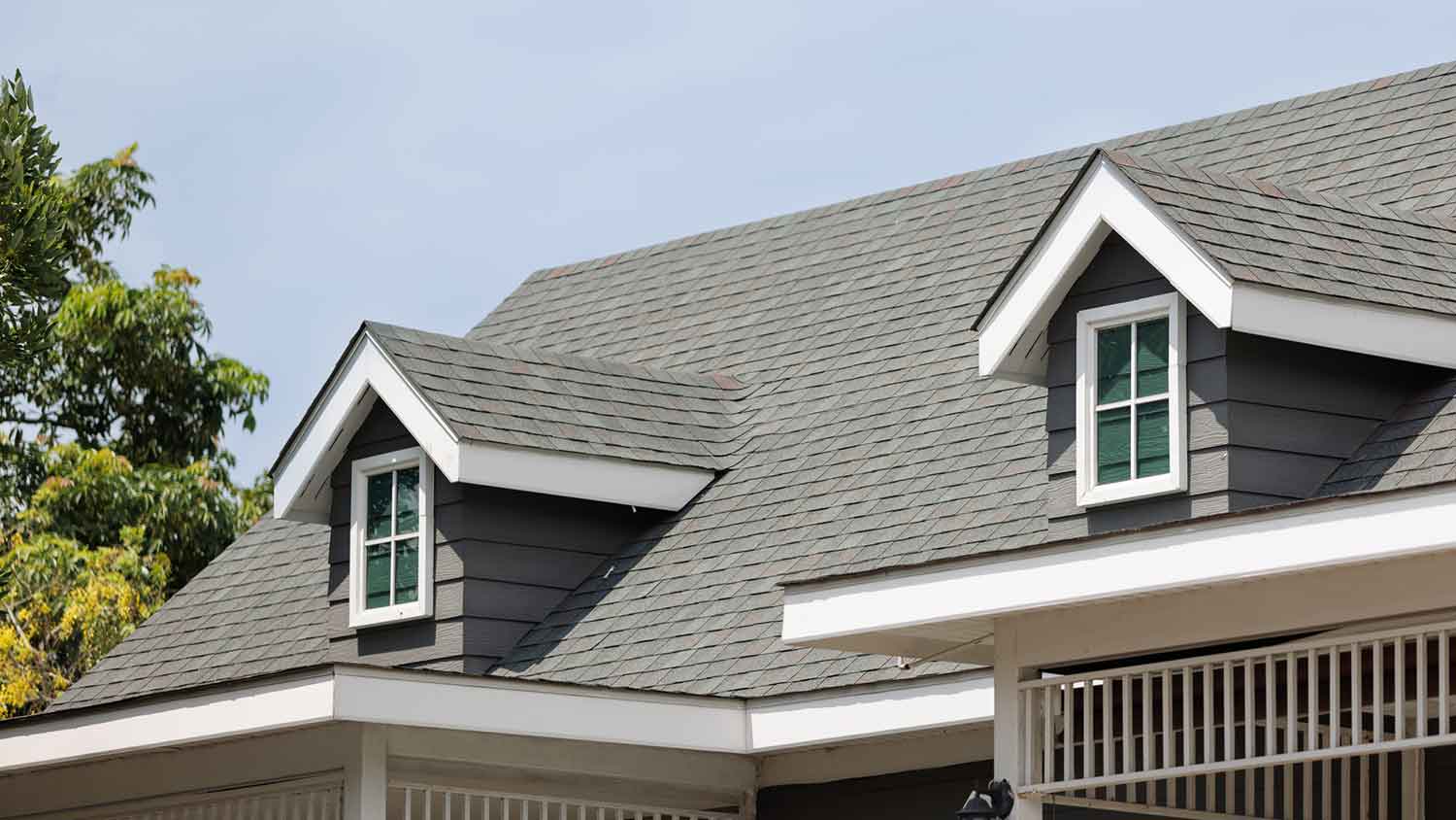 Roof drip edge installed on a house with dormer windows