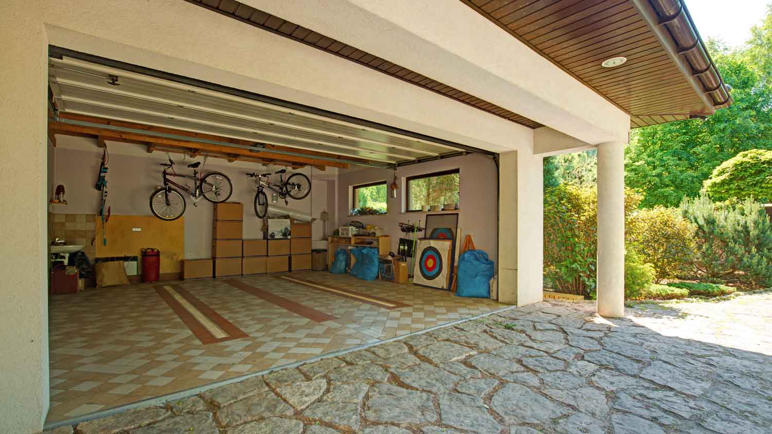 interior of open garage