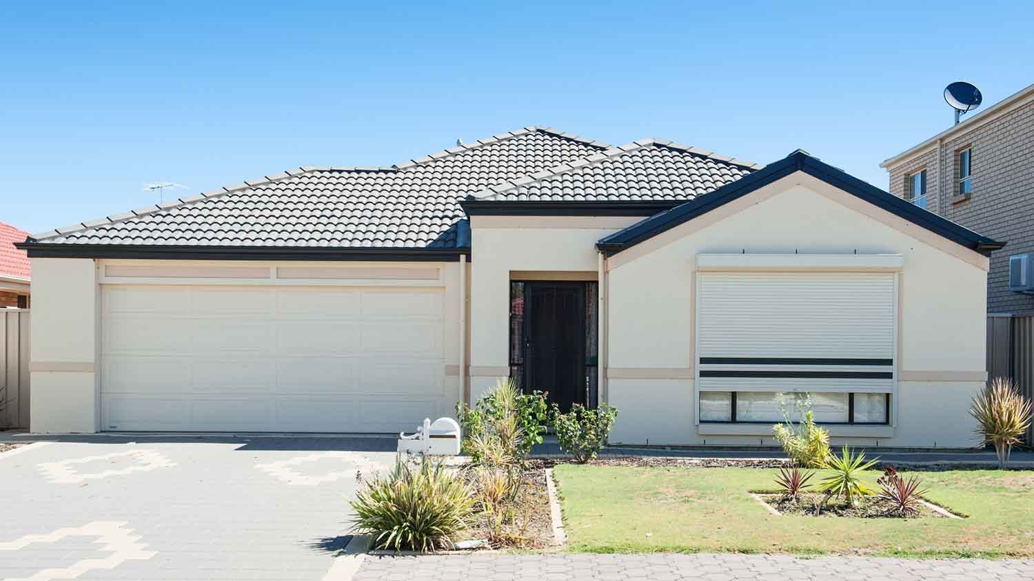 Concrete roof tiles installed on a modern house