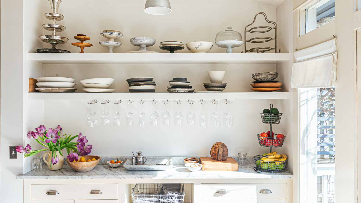Beautiful kitchen with shelves