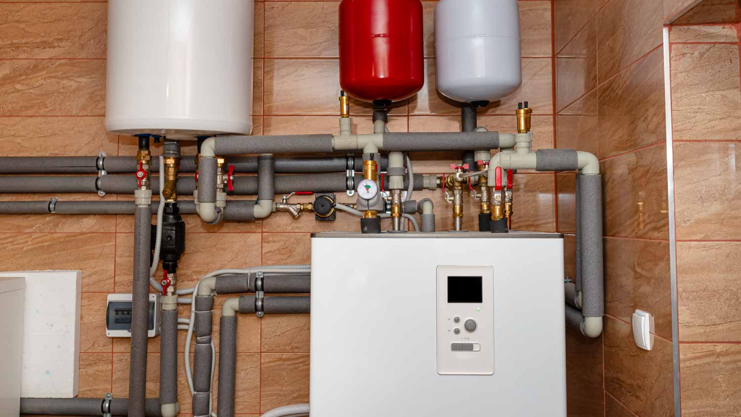 A modern air heat pump installed