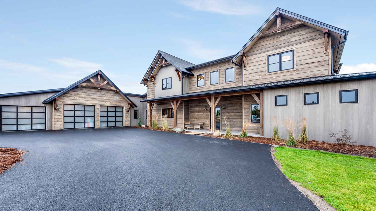 Large country house with new asphalt driveway