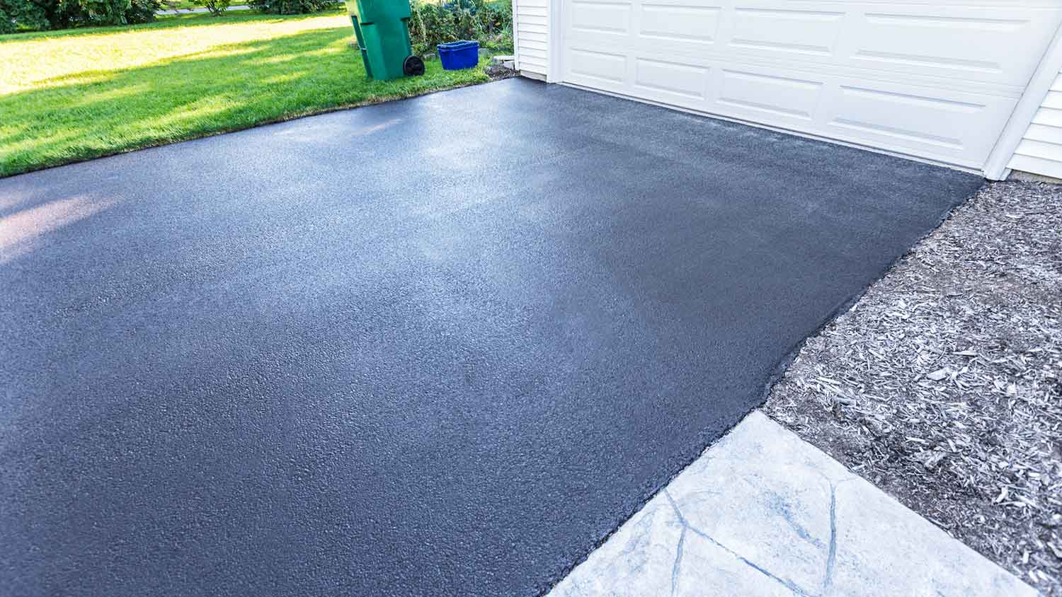 shiny fresh asphalt driveway