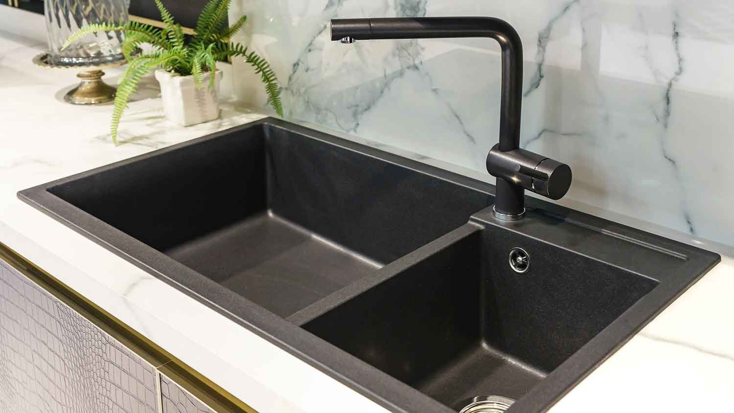 Black drop-in kitchen sink