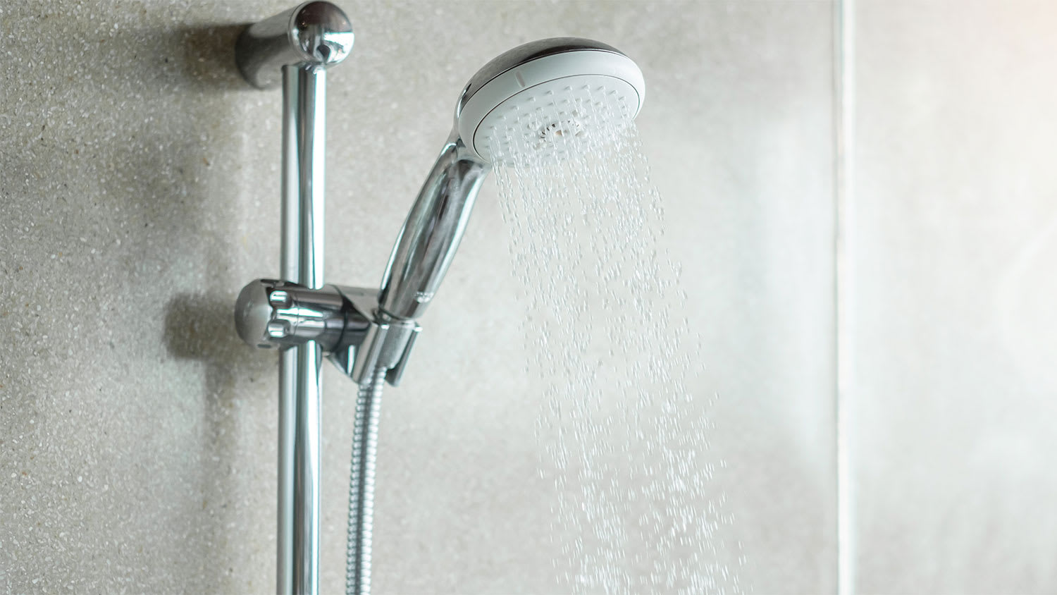 A view of a handheld shower