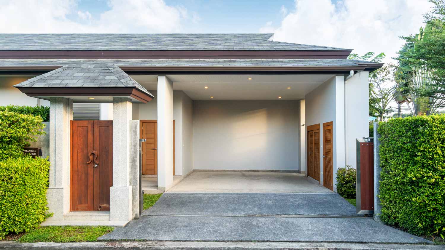 Carport of luxury pool villa