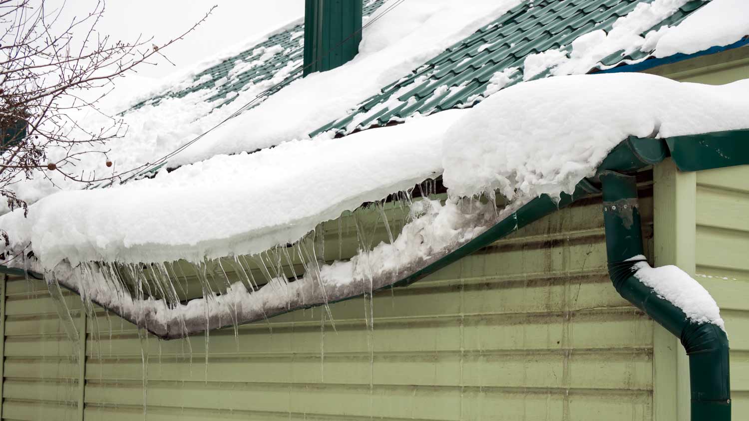 snow and ice on gutters