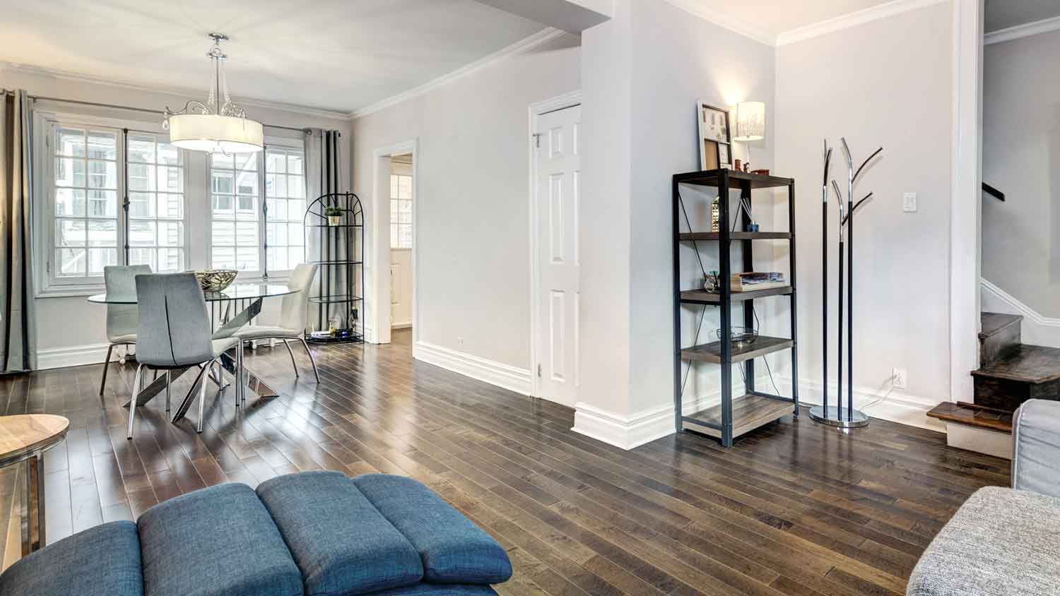 White baseboard installed in the room