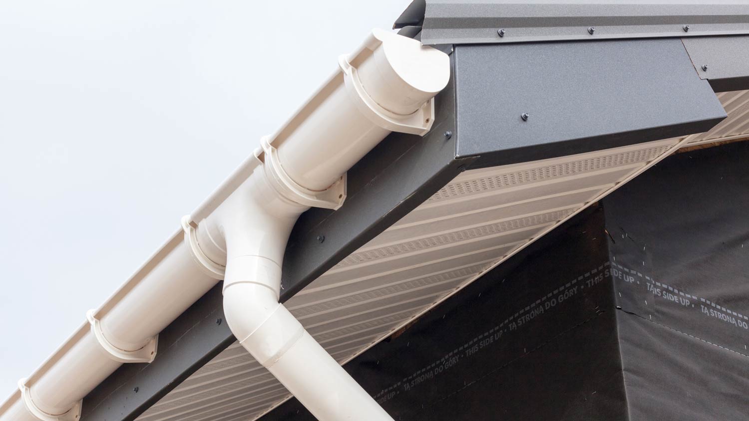 home with white gutter