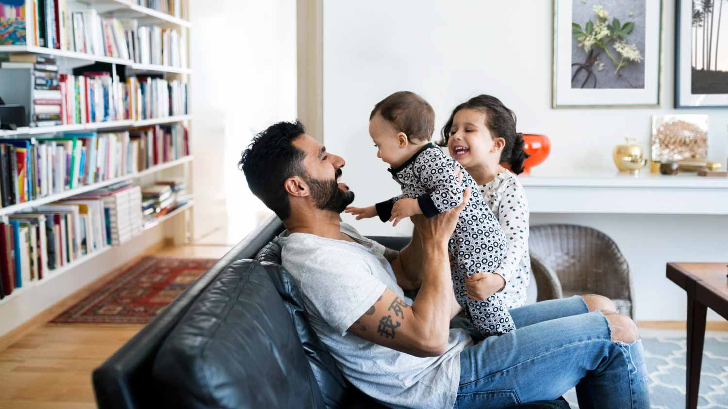 Father and daughter playing
