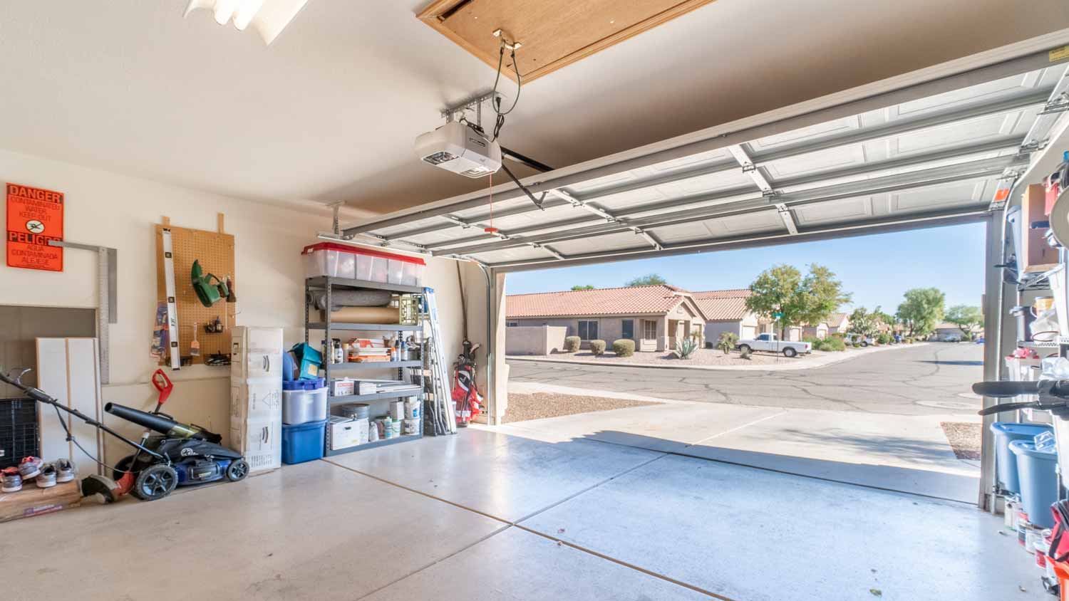 interior of open garage