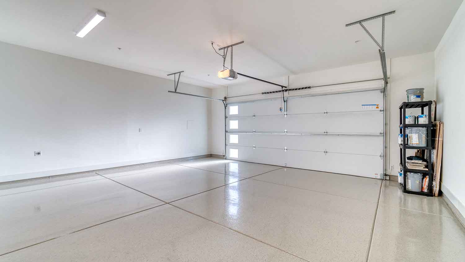 Tidy garage interior with insulated walls