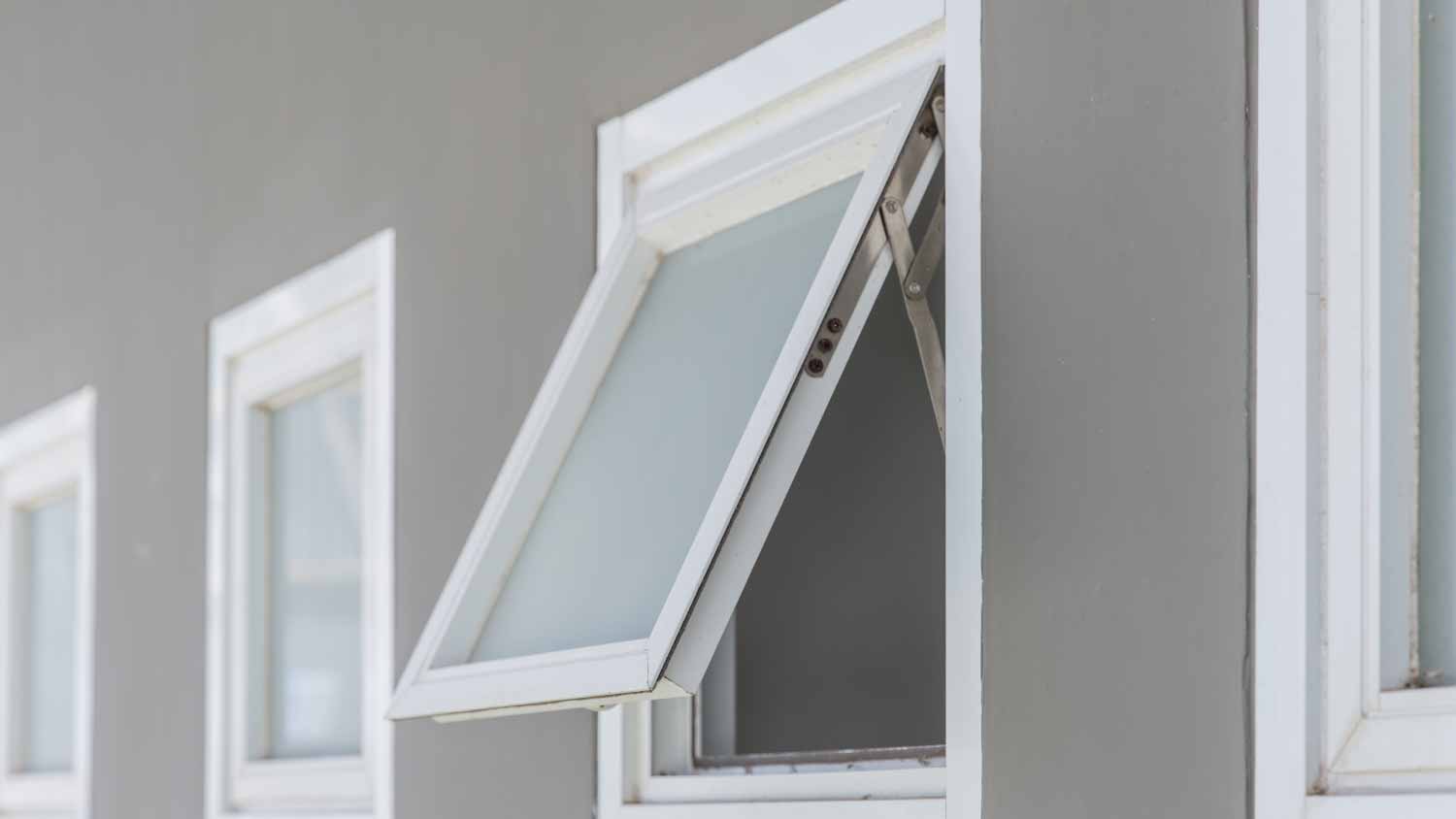Closeup of an awning window open