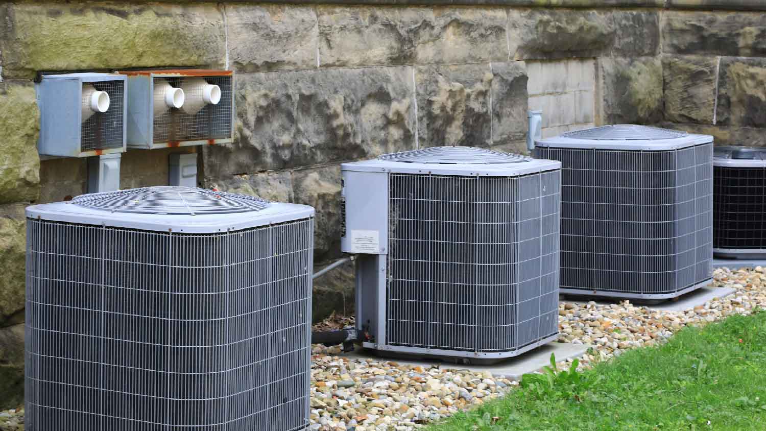 HVAC systems in the backyard of a house