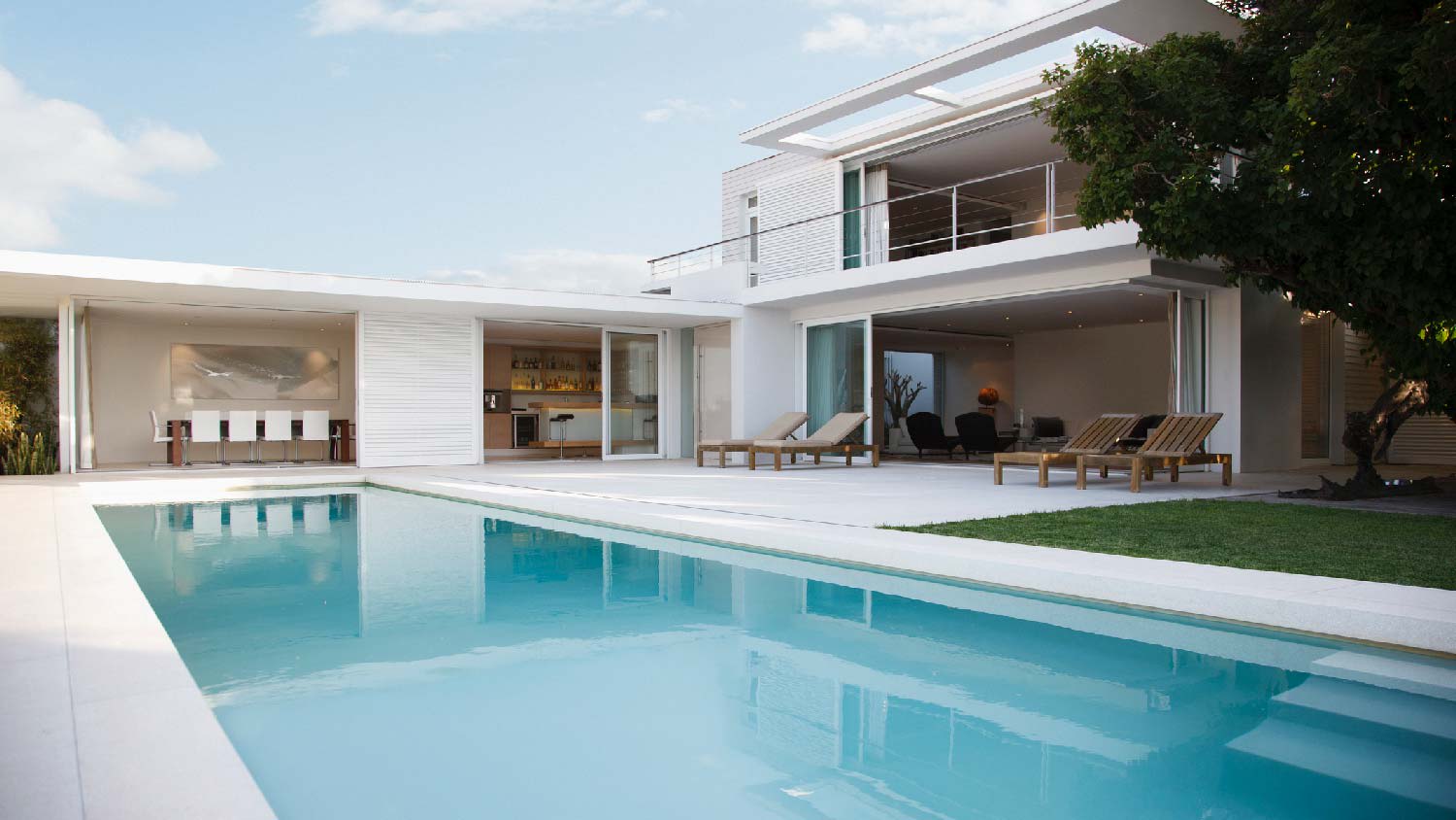 A swimming pool in a contemporary house