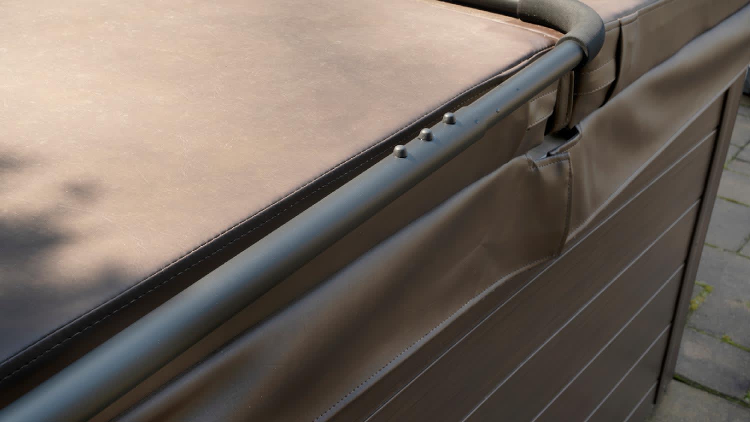Close-up of a hot tub cover