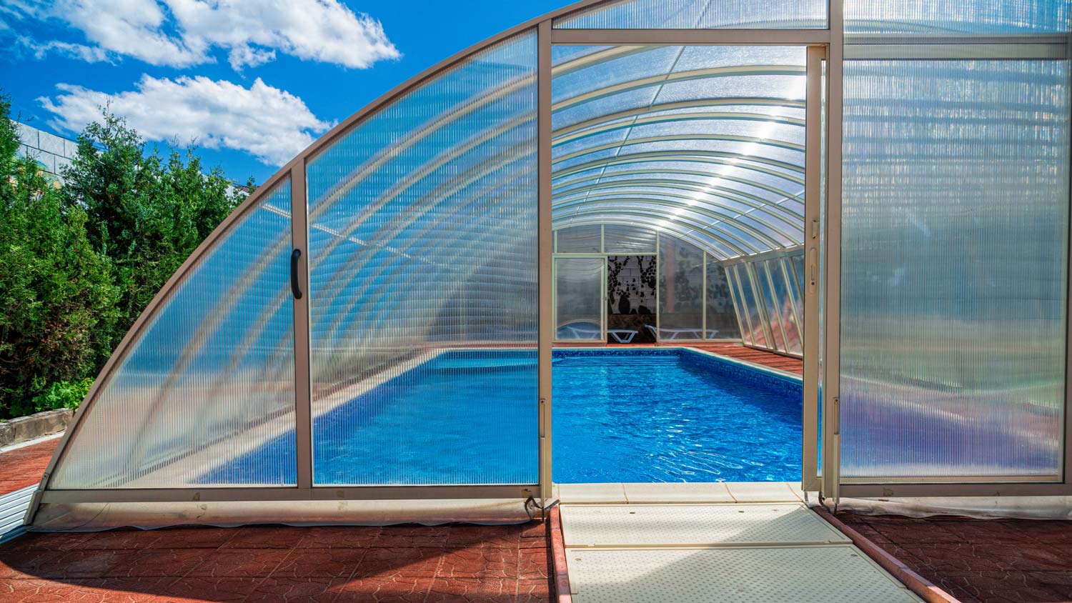 The covered area of the pool water