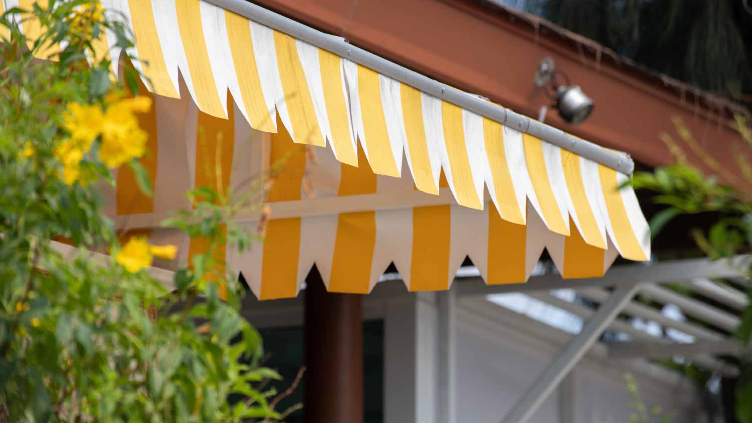 Yellow and white striped awning