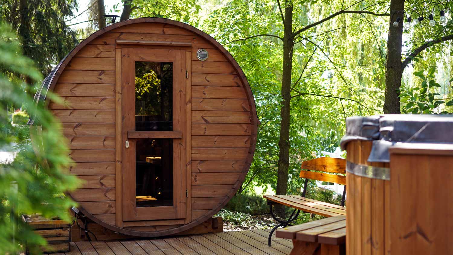 Outdoor wooden sauna