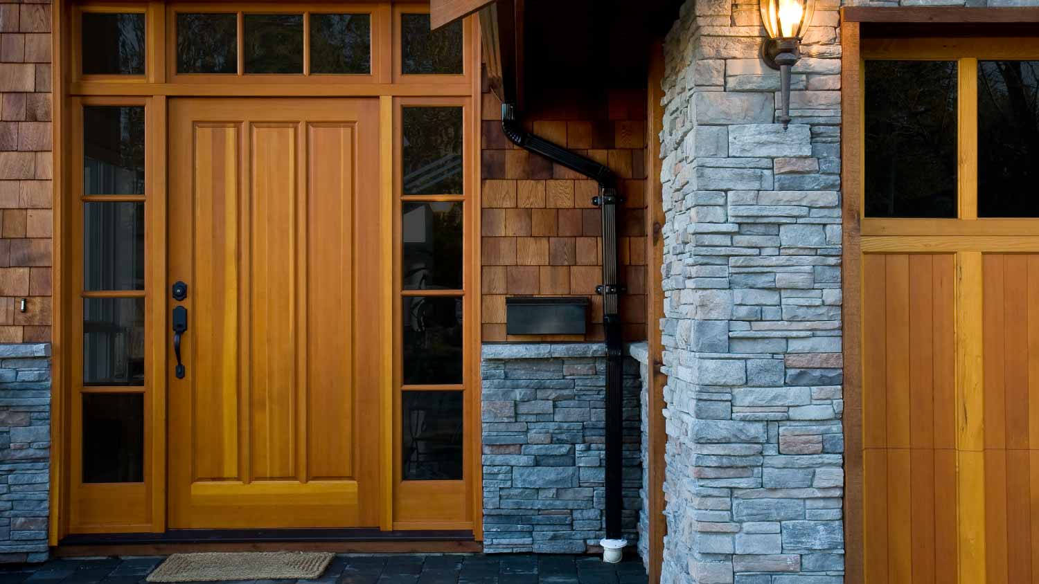 Stonework and cedar siding