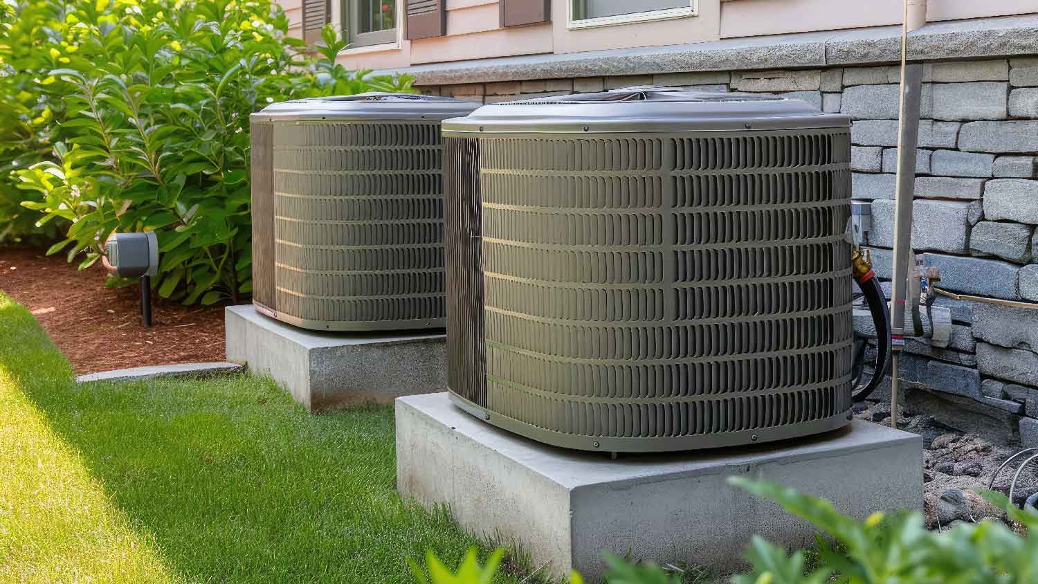 A HVAC system on the exterior of a house