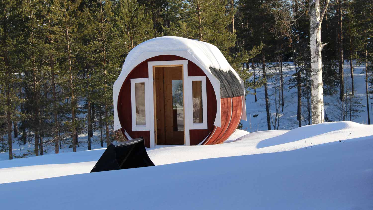 Outdoor sauna in winter