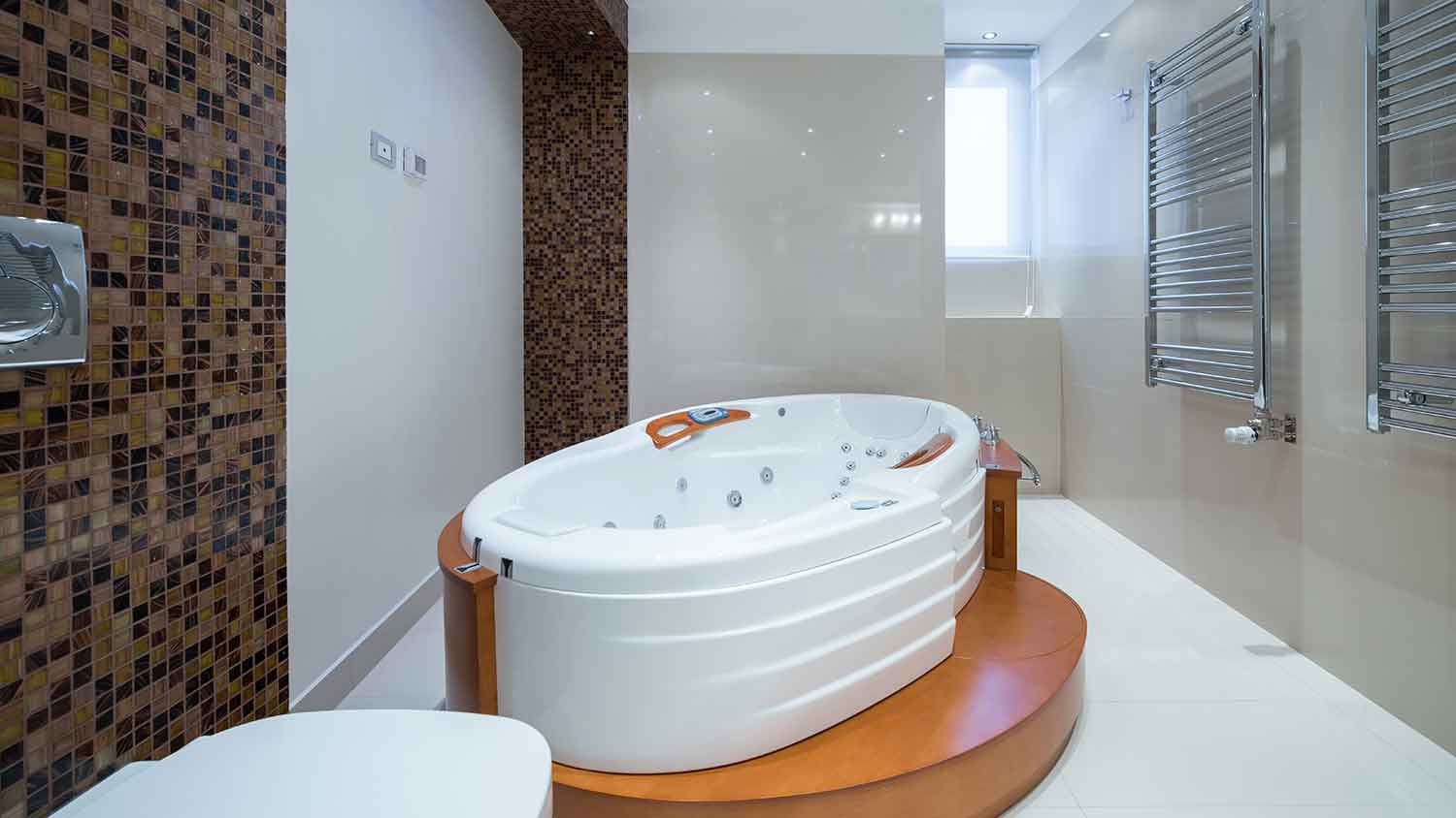 Large bathroom with a jetted tub