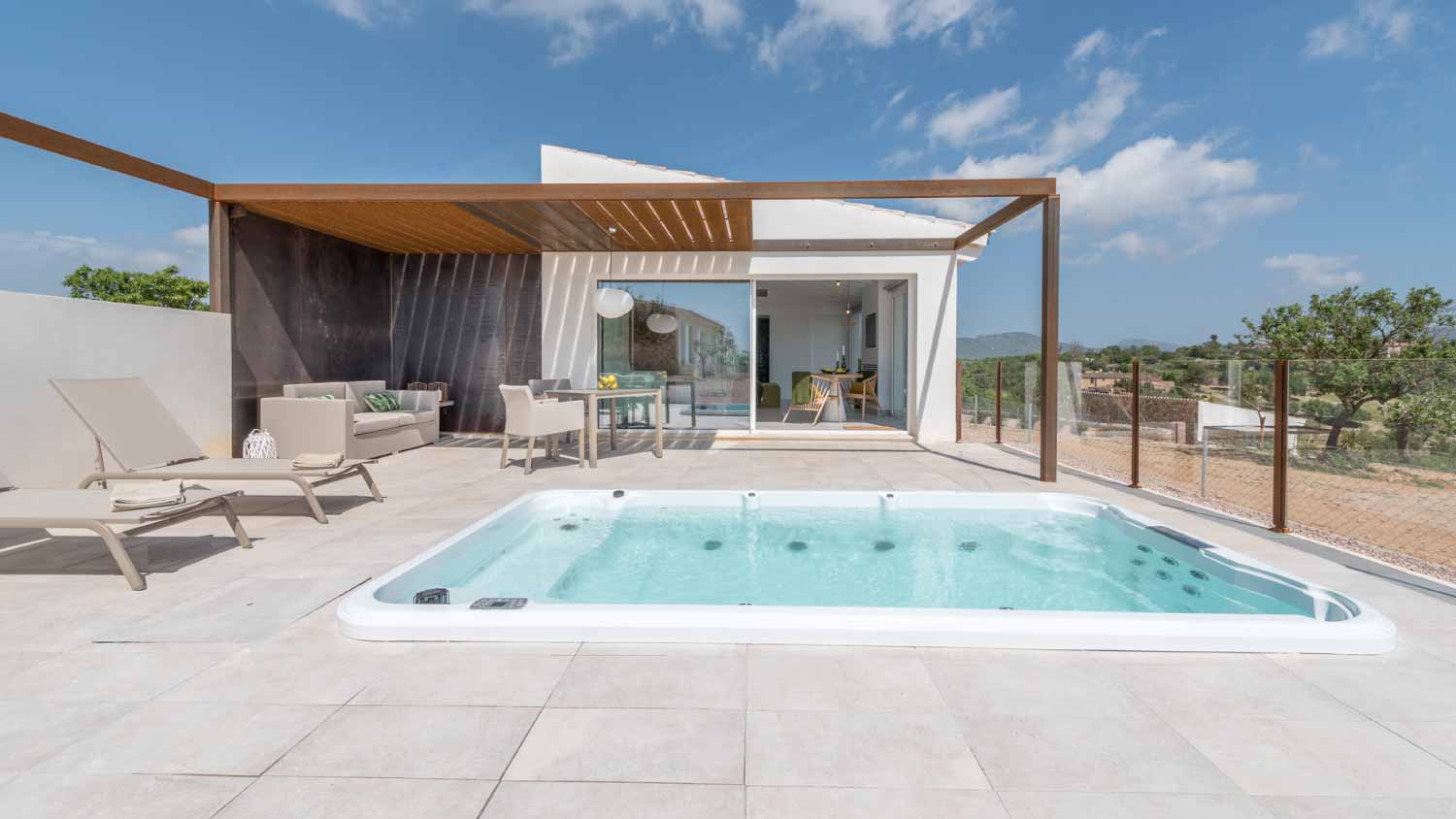 A swim spa in luxury home